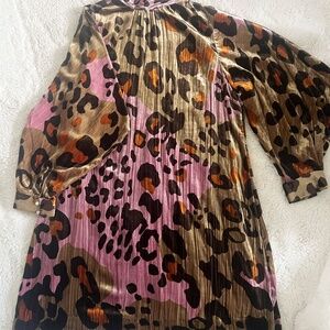 NEW Anthropologie Women Eleanor Velvet Leopard Animal Tunic Dress Pink Plus 18W